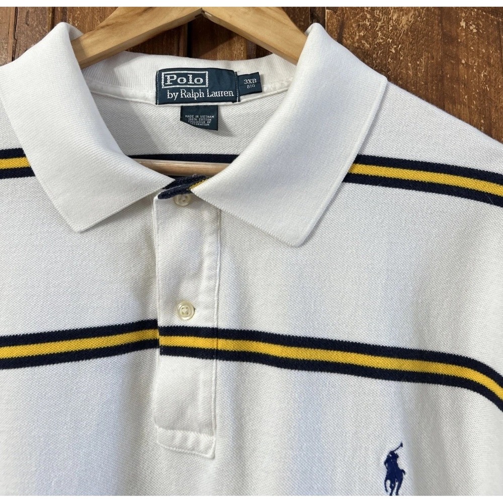 Mens Polo Ralph Lauren Big & Tall Polo Shirt Short Sleeve Sz 3XB Striped Clean